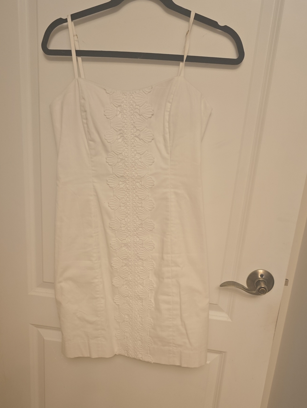 Lilly Pulitzer White Spaghetti Strap Mini Dress with Lace Appliqué